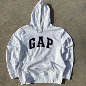GAP Men's White Hoodie with Black Logo